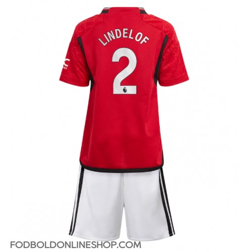Manchester United Victor Lindelof #2 Hjemme Trøje Børn 2023-24 Kortærmet (+ Korte bukser)